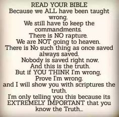 a poem written in black and white with the words read your bible, because we all have been taught wrong