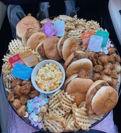 a tray filled with different types of food