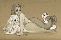 a drawing of a woman laying on the ground with her dog and skull in hand