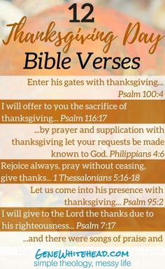 the twelve days of thanksgiving with an orange background and text that reads 12 thanksgiving day bible verses