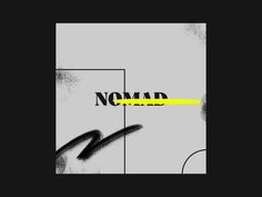 an abstract painting with the word nomad written in black and yellow on top of it