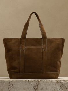 Suede Tote | Banana Republic Suede Tote, Canvas Bags, Bag Design, Shopper Bag, Nubuck Leather, Perfect Bag, Brown Suede, Leather Working, Travel Style