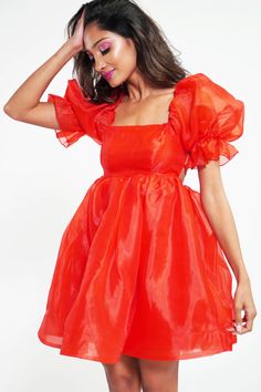 Looking for cute clothes for kids, stuffed toys and unicorns, plush toys, tokidoki and more? Then, click and buy today our 'The Red Jasmine Babydoll Dress'! Red Jasmine, Fancy Brunch, Red Statement Earrings, 2020s Fashion, Poofy Dress, Red Princess, Dress With Puffy Sleeves, Puffy Dresses, Fairy Gifts