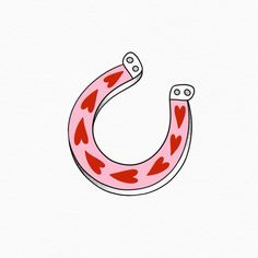 a drawing of a pink and red horseshoe