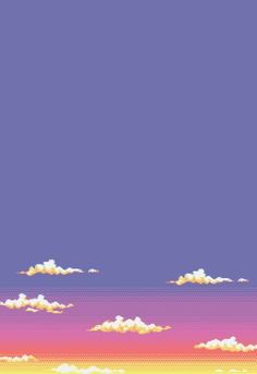 an old school style pixellated image of the sky with clouds in pink and yellow