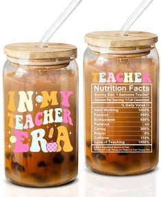 PRICES MAY VARY. AN INSPIRING GIFT FOR TEACHER - Unique and eye-catching design featuring "In my teacher era" on the front and "Teacher Nutrition Fact" on the back, adding a touch of humor and personality to the coffee drinking experience. TEACHER APPRECIATION GIFTS FOR WOMEN - Show your appreciation for teachers in your life with this thoughtful and humorous coffee glass. It's a practical yet heartfelt way to acknowledge their hard work and dedication to shaping the future generation. TEACHER C Teacher Gifts From Students, Teacher Appreciation Gift Baskets, Teacher Coworker Gifts, Tumblers Ideas, Coworker Birthday, Handmade Teacher Gifts, Teacher's Quotes, Coworkers Birthday, Teacher Gift Baskets