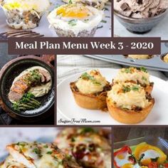 the meal plan menu week 5 - 20 / 20 is shown in this collage