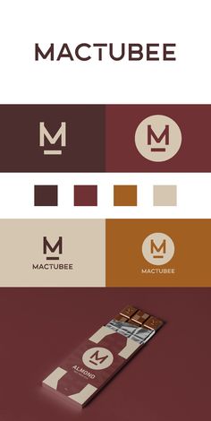 the logo for mactubee is shown in three different colors and font styles, including brown