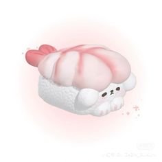 a pink and white drawing of a jellyfish with its eyes closed, on a light pink background