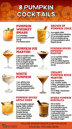 Pumpkin Cocktails Seasonal Fall Cocktails, Halloween Drinks With Whiskey, November Alcohol Drinks, Sweet Cocktails To Order, Fall Theme Cocktails, Crockpot Drink Recipes, Pumpkin Spice Alcoholic Drinks, Boozy Fall Drinks, Fall Themed Alcoholic Drinks