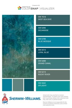 the color scheme for sheryln - williams's blue and green palettes