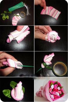 the process of making fake flowers out of toilet paper