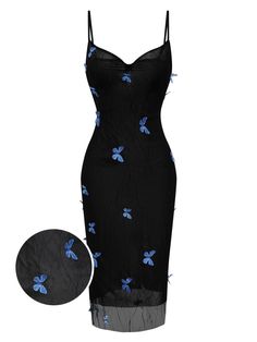 Black Dress With Butterflies, Dress With Butterflies, Retro Stage, Ethereal Elegance, Morpho Butterfly, 1930s Dress, Diy Butterfly, Standard Dress, Dress Retro