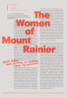 the women of mount rainier is featured in an article about how to use it