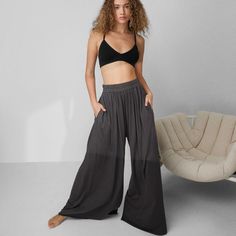 It doesn’t get any more comfortable or stylish than these wide leg pants. A super flattering high rise and wide waistband keep you feeling secure all night, and the wide leg opening leaves plenty of room for all of your different sleep positions. Hello, starfish! Summer Mid-rise Wide Leg Pants For Loungewear, Flax Wide-leg Pants For Loungewear, Versatile Wide-leg Lounge Pants, Flowy Wide-leg Loungewear Pants, Versatile Wide Leg Pull-on Lounge Pants, Wide Waistband, Designer Outfits Woman, Favorite Things List, Wide Leg Pants