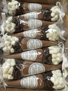 chocolate and marshmallows wrapped in cellophane