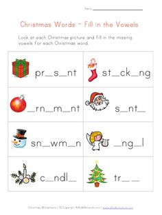 christmas words fill in the worksheet for children to practice their handwriting and spelling skills