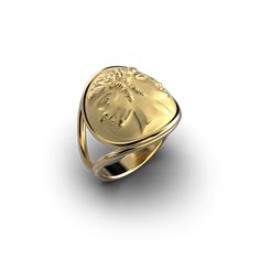 Ancient style Janus God Coin Ring made in Italy by Oltremare Gioielli, available in 14k or 18k genuine gold Gold Polished 14k Gold Dome Ring, Luxury Polished Yellow Gold Dome Ring, Gold 14k Dome Ring With Polished Finish, Heirloom Yellow Gold Dome Ring, Tarnish Resistant, Heirloom Yellow Gold Tarnish-resistant Dome Ring, 14k Gold Ceremonial Ring, 14k Gold Ceremonial Ring Jewelry, Ceremonial 14k Gold Ring Jewelry, Ceremonial 14k Gold Ring