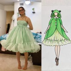 Mha Script, Tulle Sewing, Clothes Game, Selkie Dresses, Frog Dress, Frog Costume, Fashion Reference, I Wait, Dressing Style