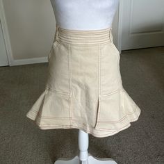 Nwt Anthropologie Pilcro Cream Jean Kick Flare Mini Skirt Size 16.Nice Study Material, Flirty. Can Pair With Anything And Can Use In Any Season. Add Boots, Wedges, Heels. Can Dress It Up Or Down. Spring Fitted Skort With Pockets, Spring Skirted Skort With Pockets, Cream Fitted Mini Bottoms, Fitted Beige Mini Skirt With Pockets, Fitted Cream Mini Bottoms, Fitted Beige Tiered Skirt, High-waist Beige Cargo Skirt For Spring, High Waist Beige Cargo Skirt For Spring, Spring Flared Mini Skirt With Pockets