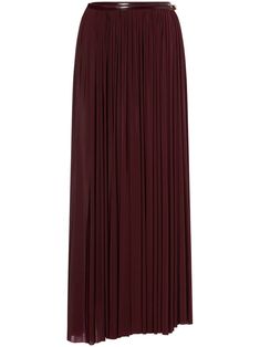 chestnut brown fully pleated high-waisted side buckle fastening A-line asymmetric hem long length High Waisted Pleated Skirt, Modest Dress, Creative Stuff, Lorenzo Serafini, City Dress, Chestnut Brown, Summer Beach Wear, Modest Dresses, Asymmetric Hem