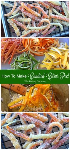 how to make candied citrus peels in the oven and then cut them into strips