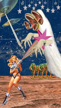 Ethereal Halloween, Disco Space Cowgirl, Cowgirl Collage, Homemade Wallpaper, Cosmic Cowboy, Cowboys & Aliens, 70s Sci Fi Art, Space Girls