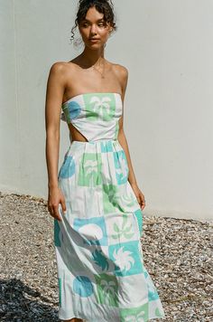 Talullah Midi Dress - Palm Tile Breeze Palm Tile, Open Back Summer Dress, Style Palette, Beach Aesthetics, Long Lunch, Summer Dresses Online, Beach Party Outfits, Resort Wear Dresses, Tropical Fashion