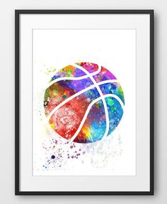 a watercolor painting of a basketball ball