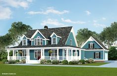 this is an artist's rendering of the country house plans for two story homes