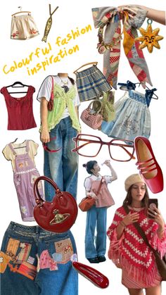 a collage of clothes and accessories with the words color & fashion instruction written below