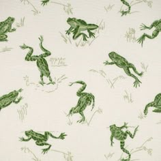 green frog fabric on white background