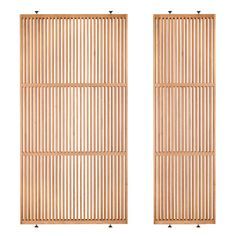 two wooden shutters are shown side by side