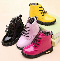 Product Description Material: Faux Leather Item Includes:1 Pair Shoes Only Shoes Without Box Pls confirm your feet size before you order the shoes please allow 0.5-1cm differs due to manual measurement, thanks! Color : Rose Red, Blue ,Black,Yellow,Pink Tip to choose the size for kid : Insole length = feet length + 1CM / 0.394 inches Example: Kid feet length is 15.7 cm , Shoes insole lenght = 15.7 (Feet lenght ) + 1cm /0.394 inches = 16.7cm / 6.57 inches would be suitable ! Size chart Size US 5 , Kids Snow Boots, High Top Boots, Toddler Boots, Children Shoes, Baby Boots, Boys Boots, Winter Kids, Shoes Size 7