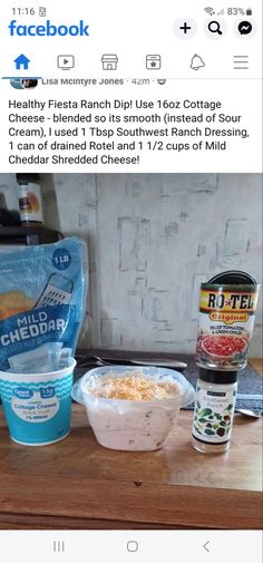 an image of food on the table with facebook post about it and other items to eat