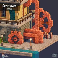 an image of a building made out of lego blocks and bricks with the words garhavn on it