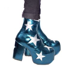 Glam Circus, Suede Leather Boots, Platform Ankle Boots, Glam Rock, Crazy Shoes, Leather Silver, Looks Style, Silver Stars