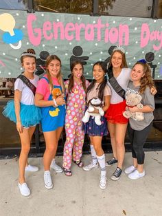 Spirit Week Generation Day, Baby Dress Up Day Spirit Week, Salad Dressing Day Spirit Week, Younger Self Spirit Day, Holiday Day Spirit Week Outfits, Cute Decades Day Spirit Week, Dress Like A Kindergartener Spirit Week, Kindergarten Day Spirit Week High School, Generation Day Spirit Week Outfits