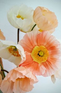 an arrangement of pink and white flowers in a vase