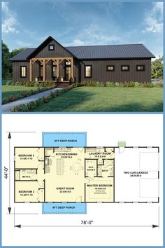 two story house plans with open floor plan and garage