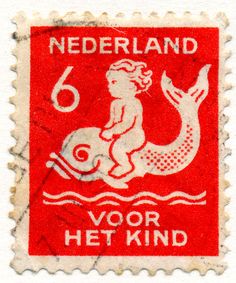 a stamp with a mermaid on it that says nederland voor het kind