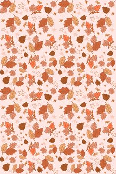 an orange and brown leaf pattern on a pink background, with stars in the middle