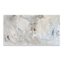 an abstract painting with white and grey colors