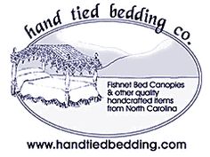 the logo for hand tied bedding co, which is located in north carolina and has been