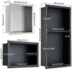 the measurements for an open and closed metal storage cabinet are shown in three different sizes