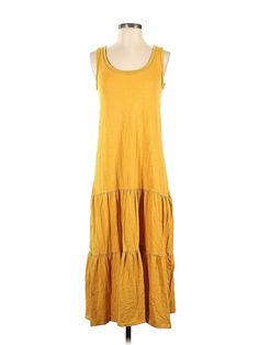 Gap Casual Dress Size: X-Small Yellow Dresses - used. 60% COTTON, 40% MODAL, Midi, Scoop Neck, Midi/Calf Length, Sleeveless | Gap Casual Dress: Yellow Dresses - Size X-Small Petite Gap Midi Length Dresses, Casual Spring Stretch Maxi Dress, Casual Fitted Maxi Dress For Daywear, Fitted Casual Maxi Dress For Daywear, Casual Gap Maxi Dress, Gap Casual Maxi Dress, Gap Midi Dress For Summer Daywear, Gap Summer Midi Dress For Daywear, Spring Solid Cotton Maxi Dress