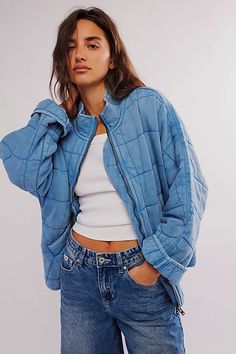 Dolman Quilted Knit Jacket | Free People Free People Winter Coat, Dolman Free People Jacket, Quilted Jacket Free People, Fall Free People Outfits, Free People Dolman Quilted Jacket Outfit, Free People Jackets, Blue Quilted Jacket Outfit, Free People Jacket Outfit, Free People Winter Outfits