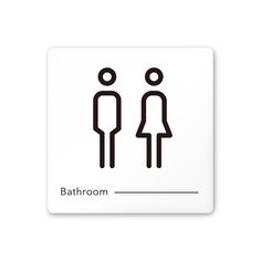 a bathroom sign with two people standing next to each other