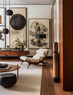 a living room filled with furniture and art