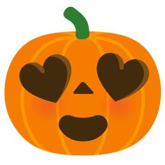 a pumpkin with two hearts on it's face